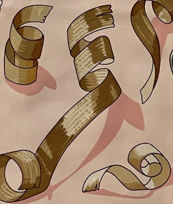 hermÈs silk scarf copeaux by caty latham pink multi 1998 w/box