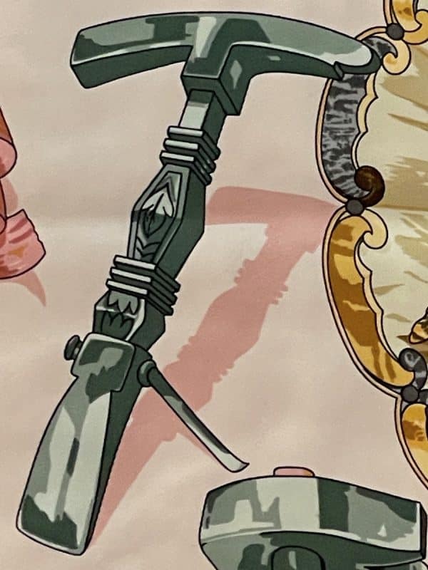 hermÈs silk scarf copeaux by caty latham pink multi 1998 w/box