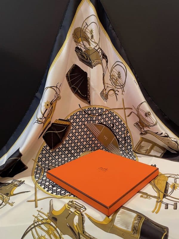 hermÈs silk scarf les voitures à transformation ii by f. de la perrière 2017 w/box