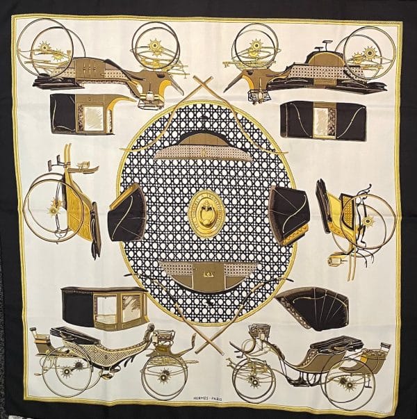 hermÈs silk scarf les voitures à transformation ii by f. de la perrière 2017 w/box