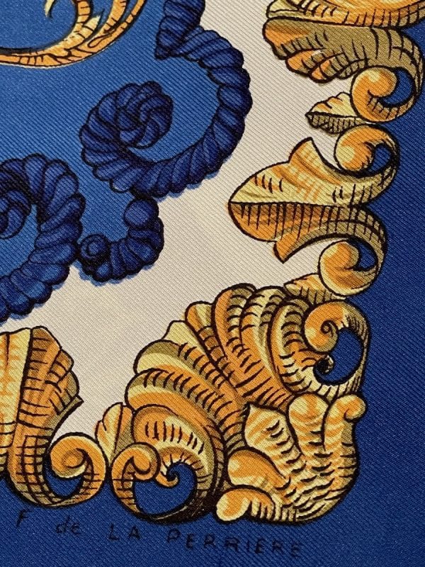 hermÈs silk scarf ludovicus magnus (louis iv) blue by françoise de la perrière w/box