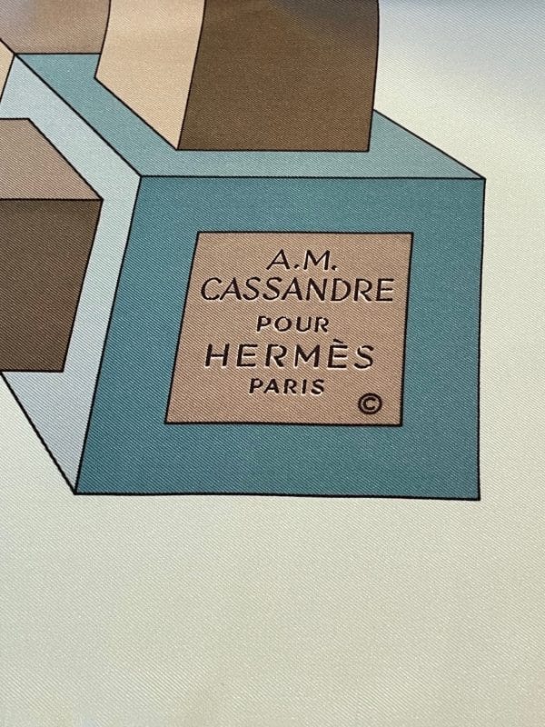 hermÈs silk scarf perspective by a. m. cassandre c.1970s w/box