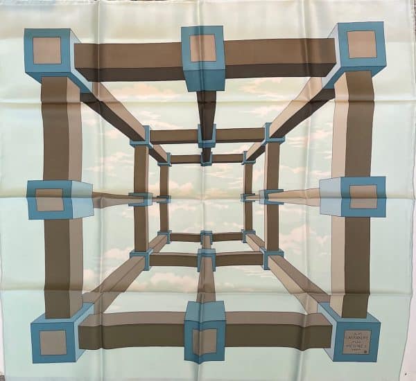 hermÈs silk scarf perspective by a. m. cassandre c.1970s w/box