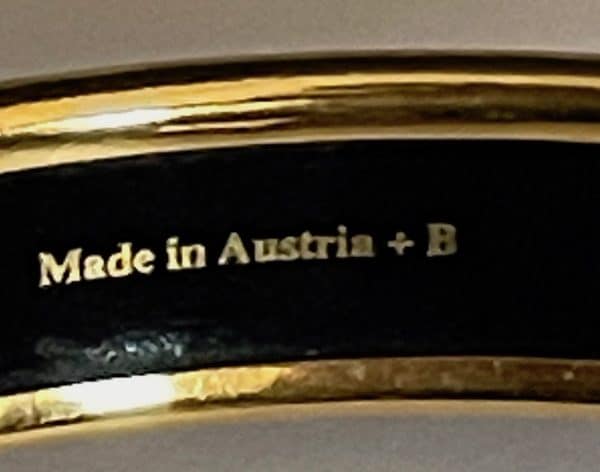 hermÈs vintage bangle red gold bracelet enamel 18k gold plated w/box c.1970s