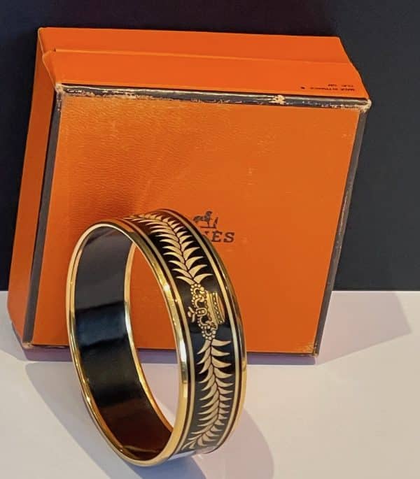 hermÈs vintage large bracelet “tigre royal” 18k gold plated w/box c.1970s