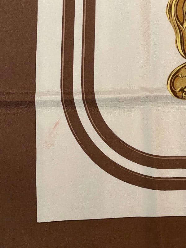 hermÈs vintage silk scarf brides de gala brown by hugo grygkar c.1957 w/box