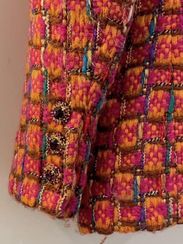 christian lacroix vintage tweed suit jewel buttons multi c.1990s