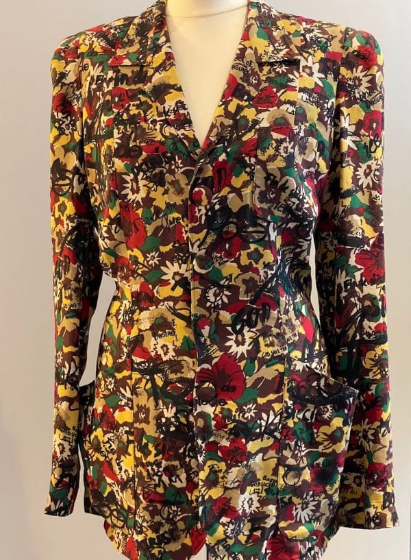jean paul gaultier silk blazer graffiti prints god save the queen c.2000