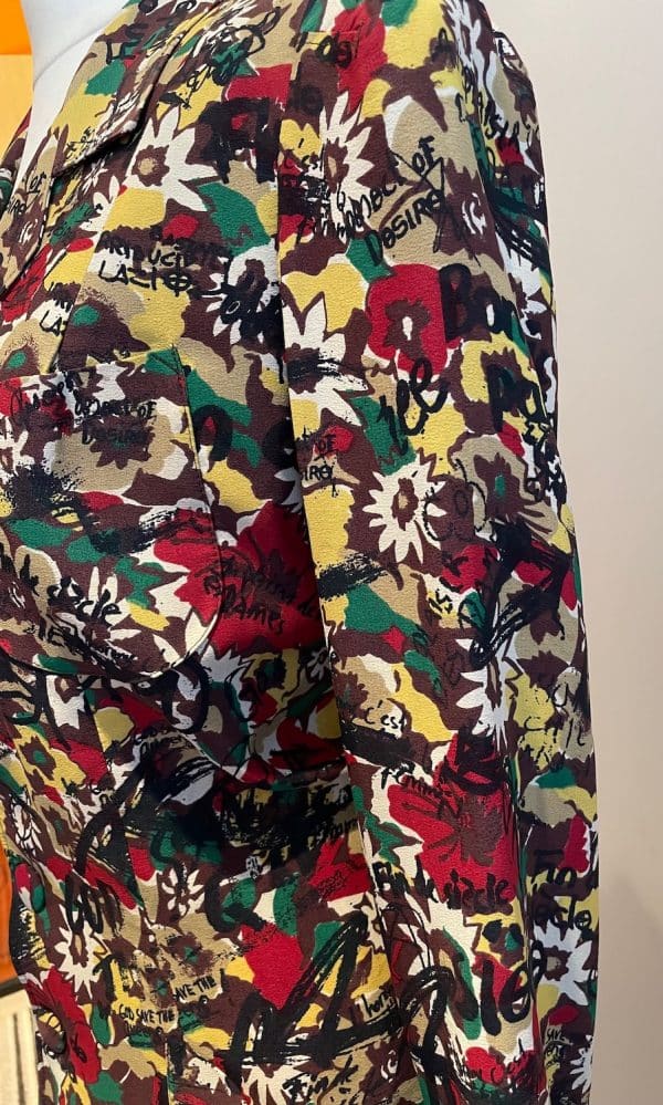 jean paul gaultier silk blazer graffiti prints god save the queen c.2000