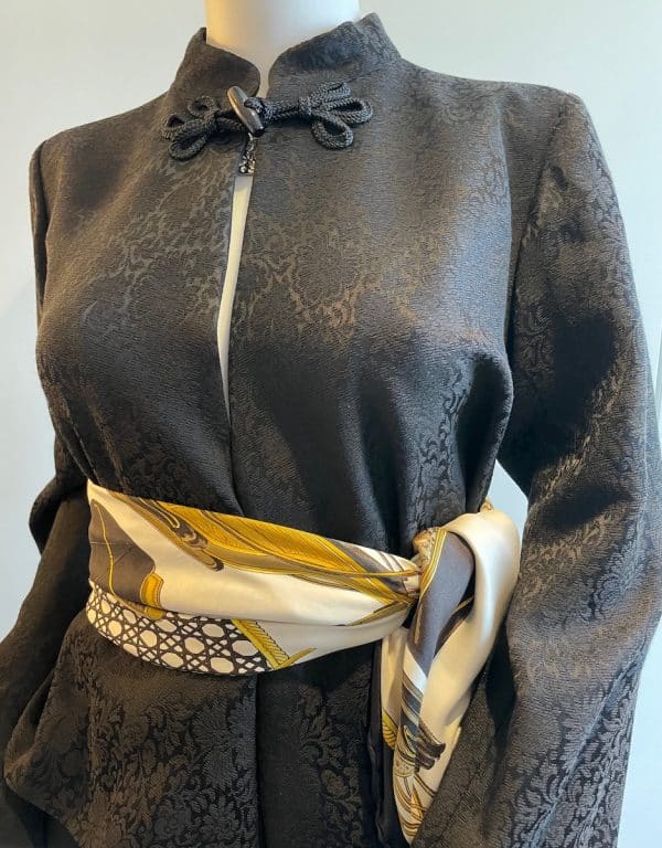 yves saint laurent black floral brocade top jacket "les chinoises" 1995