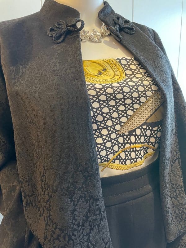 yves saint laurent black floral brocade top jacket "les chinoises" 1995