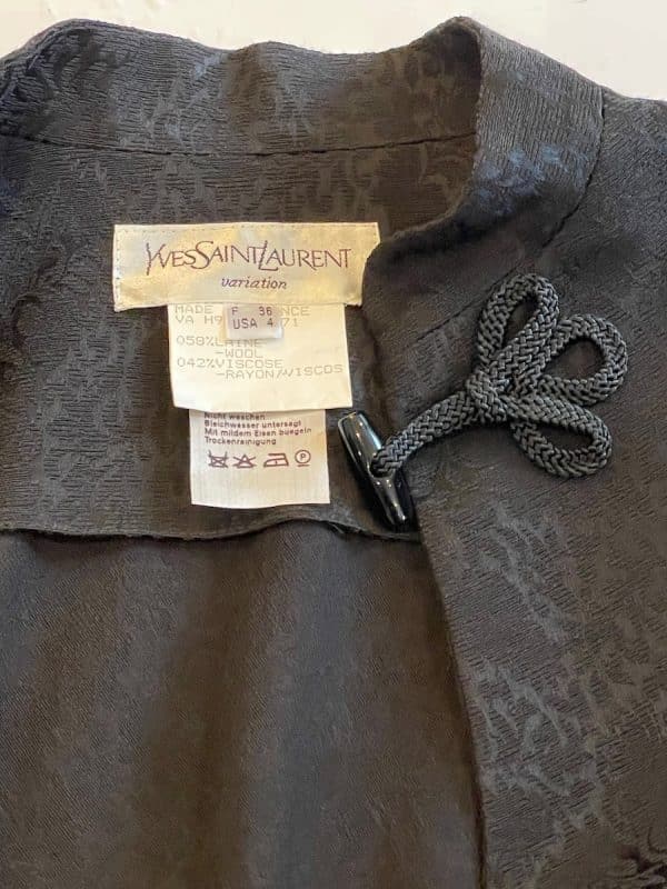 yves saint laurent black floral brocade top jacket "les chinoises" 1995