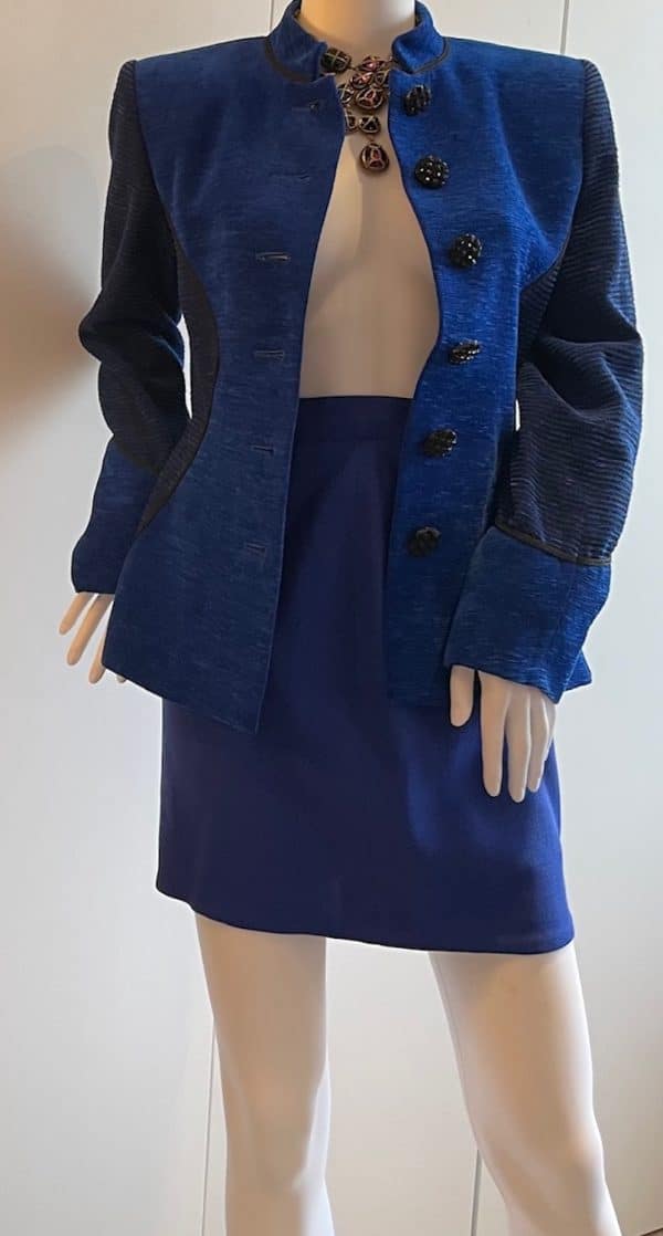 yves saint laurent vintage blue black cubist jacket fall winter 1988