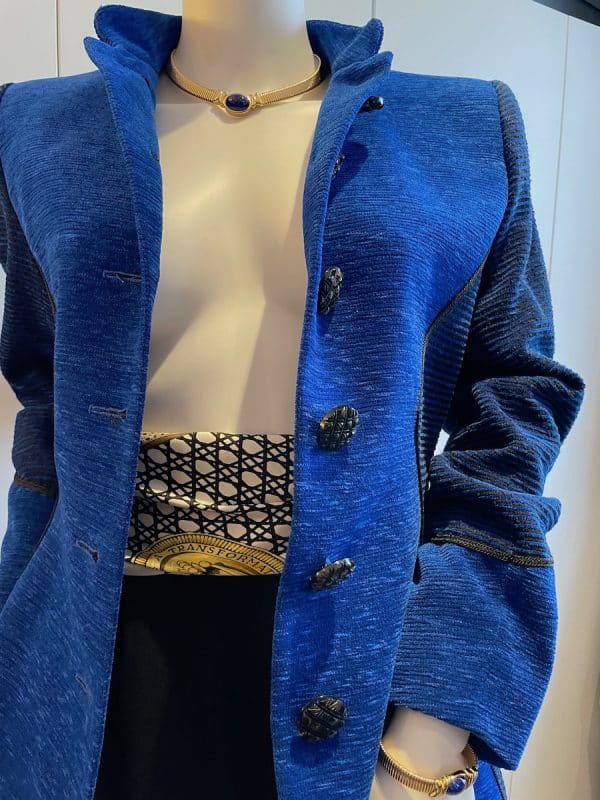 yves saint laurent vintage blue black cubist jacket fall winter 1988