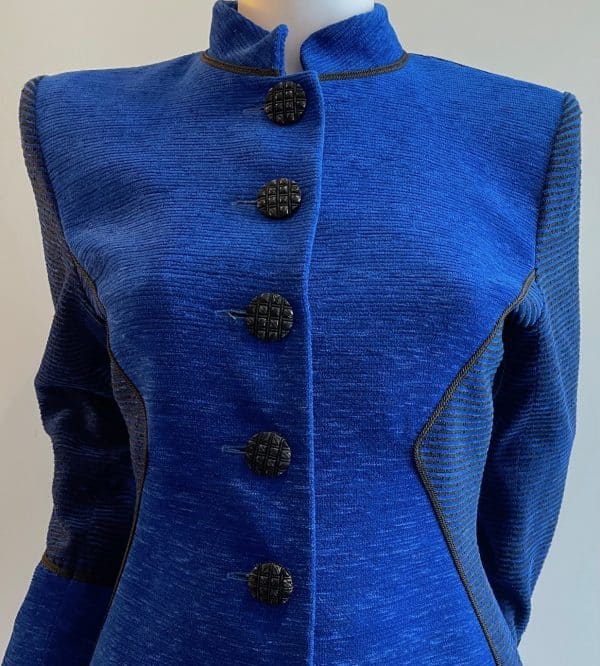 yves saint laurent vintage blue black cubist jacket fall winter 1988