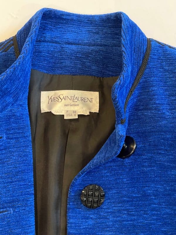 yves saint laurent vintage blue black cubist jacket fall winter 1988