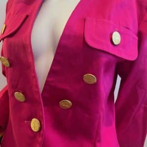 yves saint laurent vintage fuchsia ysl logo jacket summer 1990