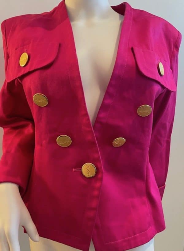 yves saint laurent vintage fuchsia ysl logo jacket summer 1990