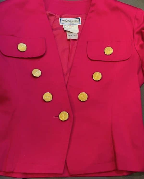 yves saint laurent vintage fuchsia ysl logo jacket summer 1990