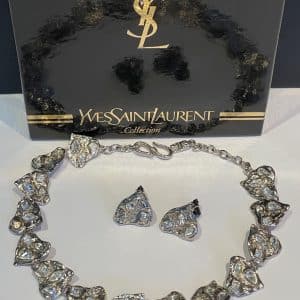 yves saint laurent vintage ysl by robert goossens crystal heart necklace c.1990s