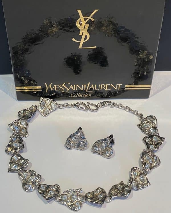 yves saint laurent vintage ysl by robert goossens crystal heart necklace c.1990s