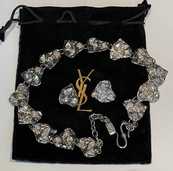 yves saint laurent vintage ysl by robert goossens crystal heart necklace c.1990s