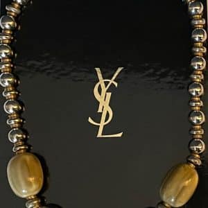 yves saint laurent vintage ysl tigers eye beads necklace c.1970s