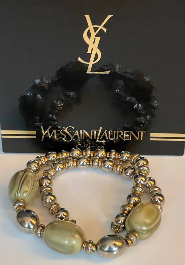 yves saint laurent vintage ysl tigers eye beads necklace c.1970s