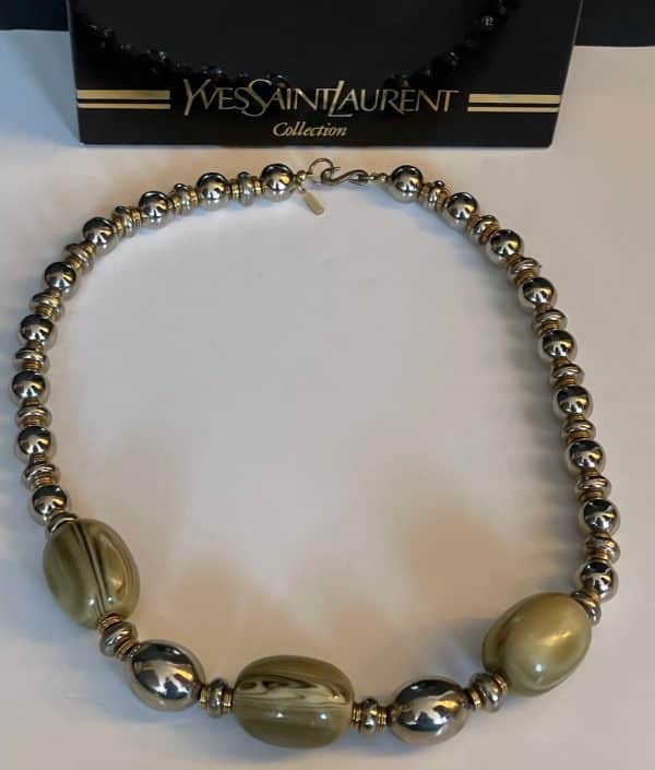 yves saint laurent vintage ysl tigers eye beads necklace c.1970s