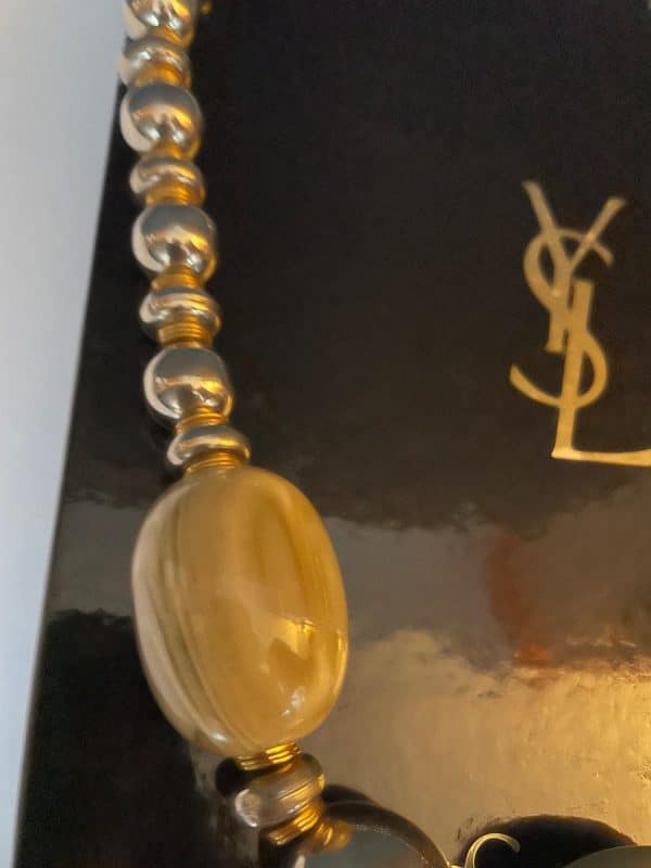 yves saint laurent vintage ysl tigers eye beads necklace c.1970s