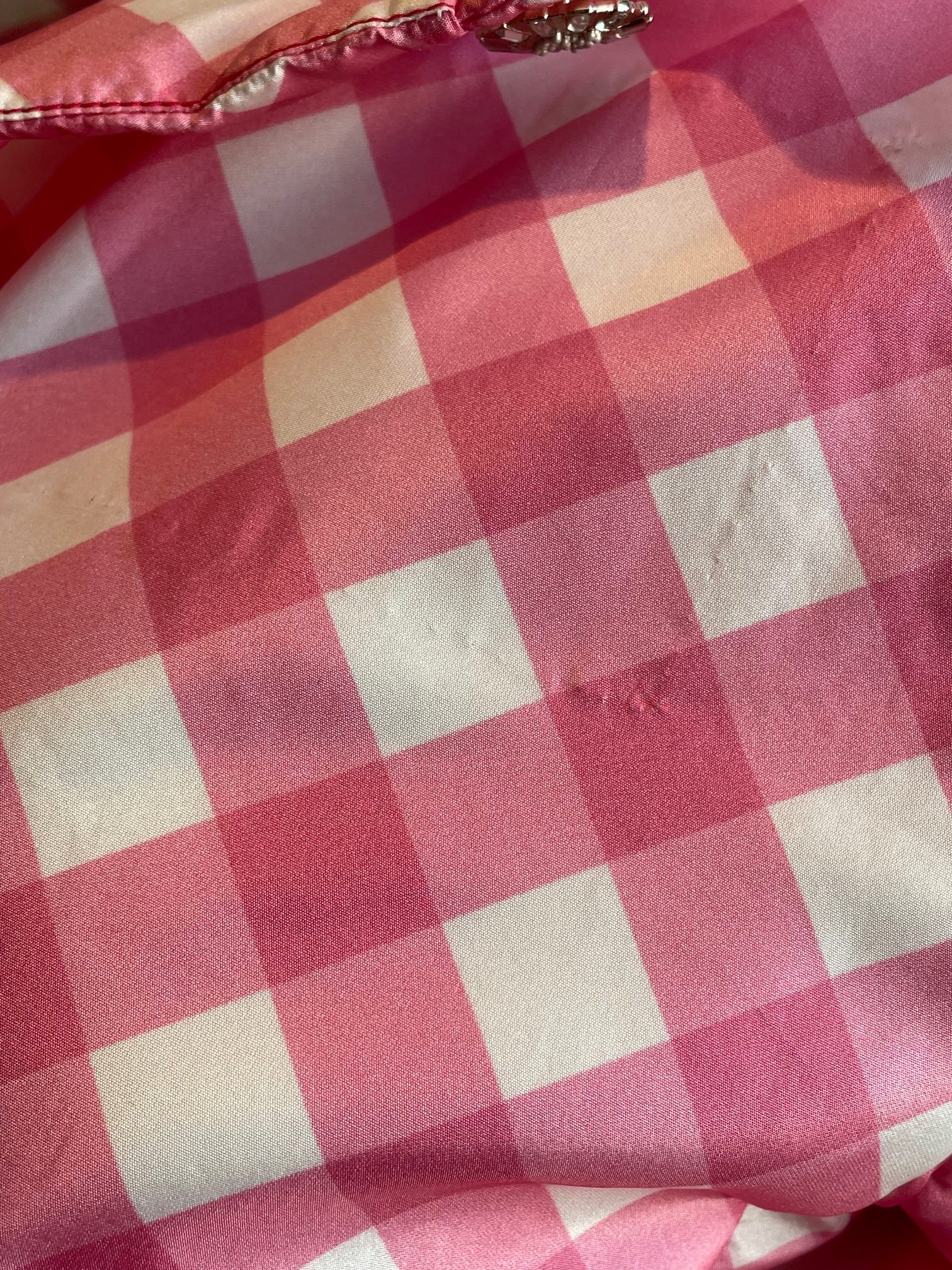 chanel silk pink checkered jacket with chanel cc patches cruise collection 2023