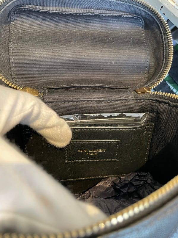 saint laurent ysl logo vanity box quilted black crossbody lambskin bag