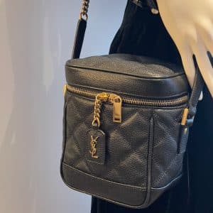 saint laurent ysl logo vanity box quilted black crossbody lambskin bag