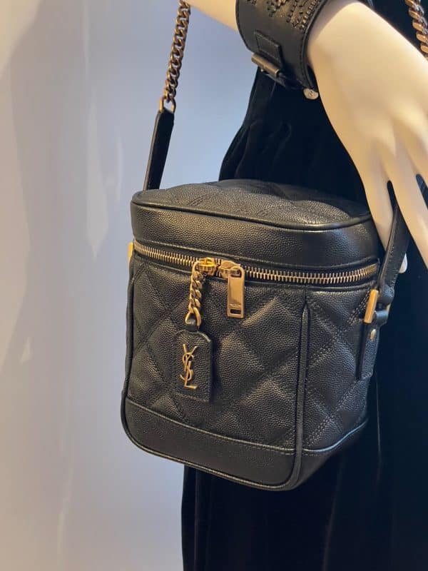 saint laurent ysl logo vanity box quilted black crossbody lambskin bag
