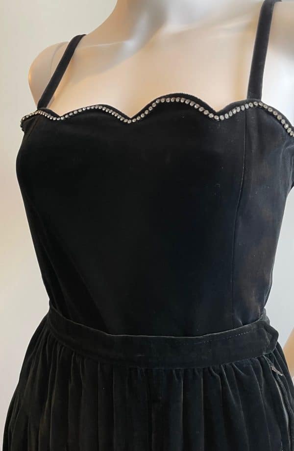 saint laurent ysl rive gauche black cocktail velvet flare skirt & top c.70s 80s