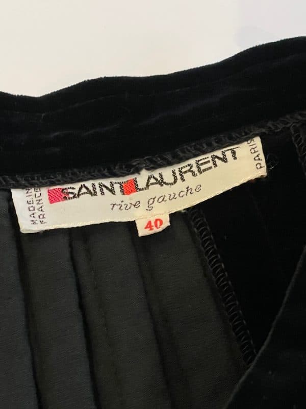 saint laurent ysl rive gauche black cocktail velvet flare skirt & top c.70s 80s