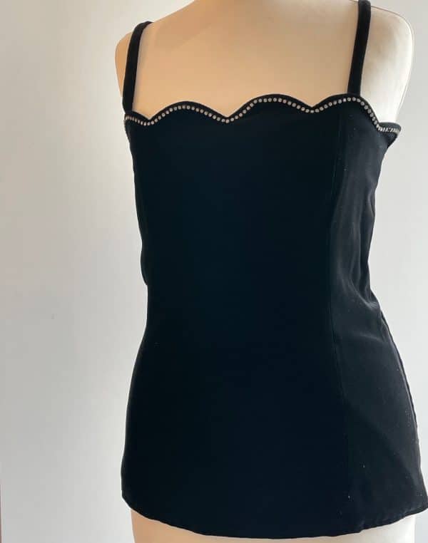 saint laurent ysl rive gauche black cocktail velvet flare skirt & top c.70s 80s