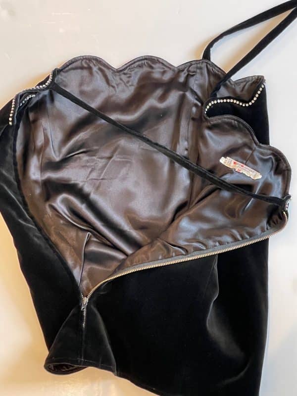 saint laurent ysl rive gauche black cocktail velvet flare skirt & top c.70s 80s