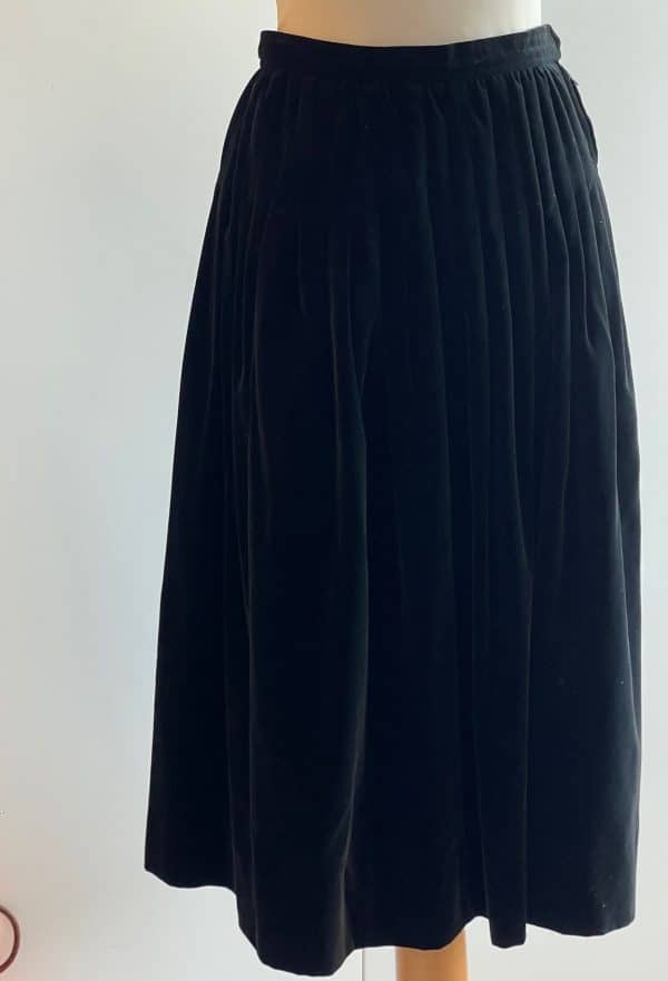 saint laurent ysl rive gauche black cocktail velvet flare skirt & top c.70s 80s