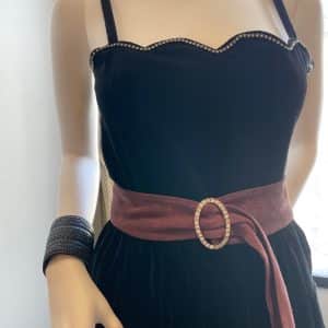 saint laurent ysl rive gauche black cocktail velvet flare skirt & top c.70s 80s