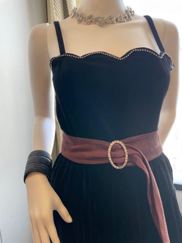 saint laurent ysl rive gauche black cocktail velvet flare skirt & top c.70s 80s