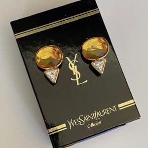 yves saint laurent vintage couture faceted oval yellow crystal drop earrings c.1980s
