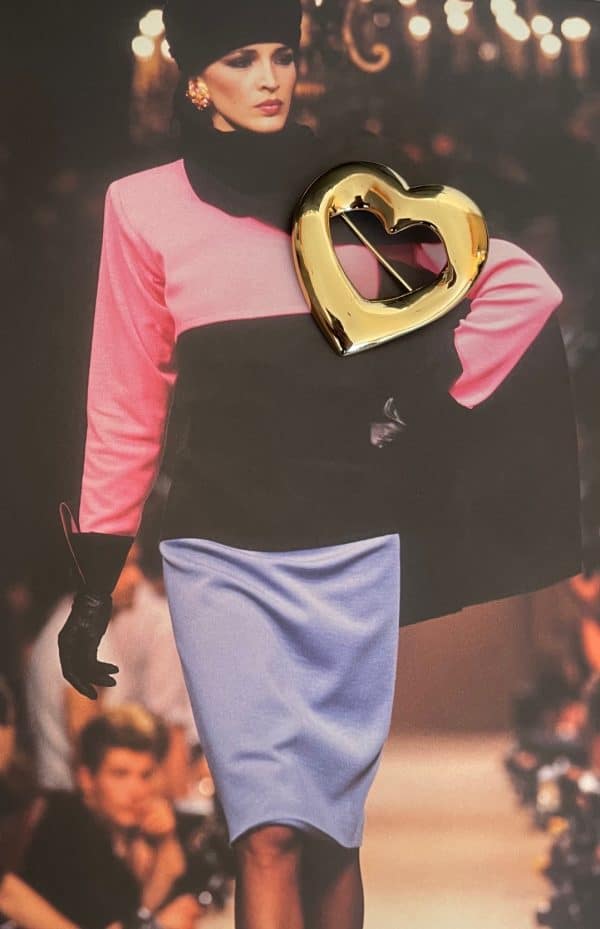 yves saint laurent ysl vintage large gold tone heart brooch c.1980s