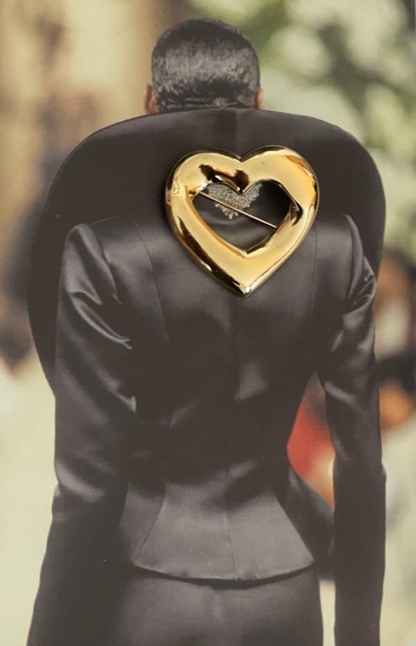 yves saint laurent ysl vintage large gold tone heart brooch c.1980s