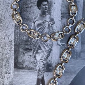 christian dior vintage diamenté cut chaine d'ancre link necklace & bracelet set c.1980s