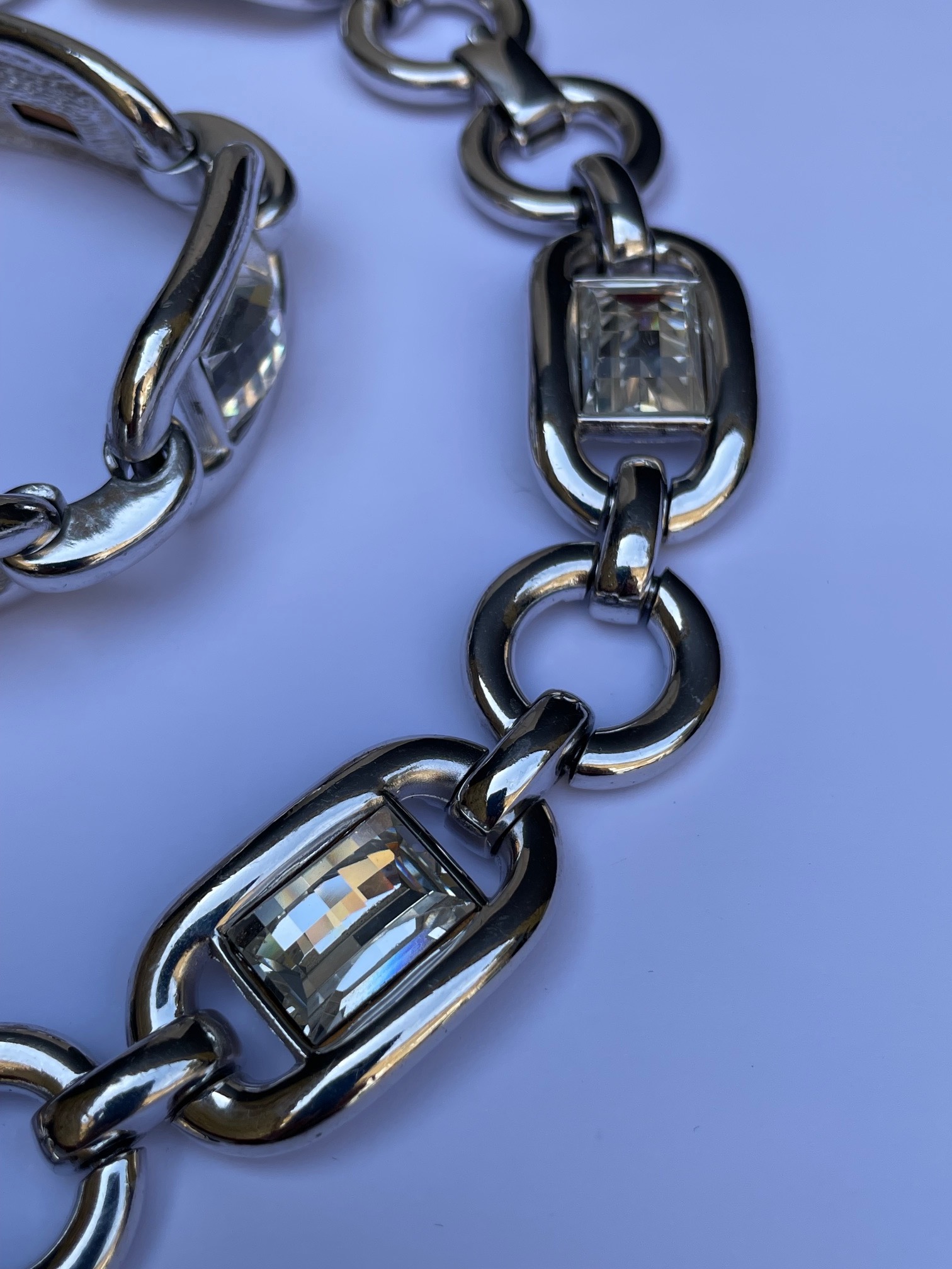 christian dior vintage diamenté cut chaine d'ancre link necklace & bracelet set c.1980s