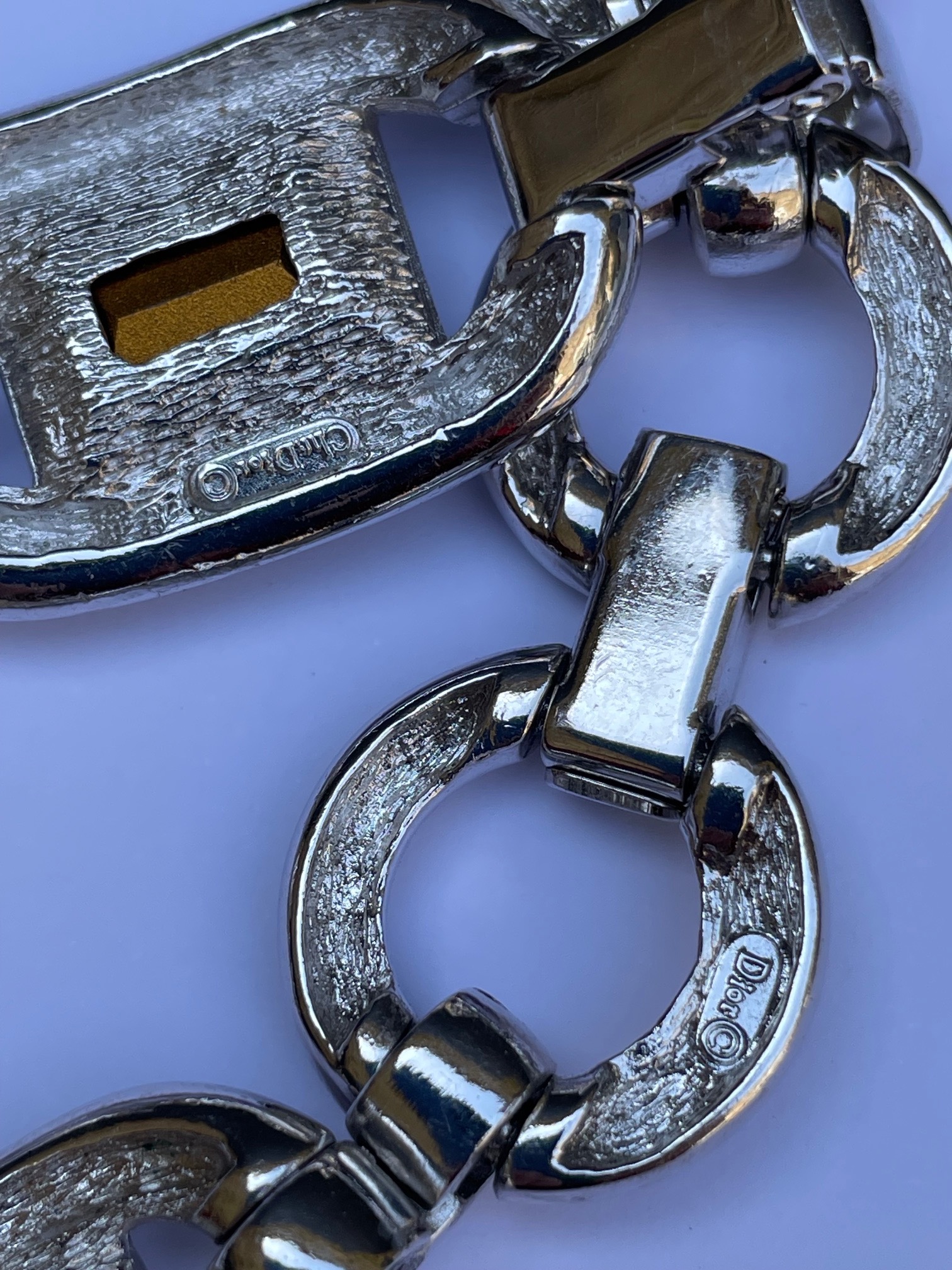 christian dior vintage diamenté cut chaine d'ancre link necklace & bracelet set c.1980s